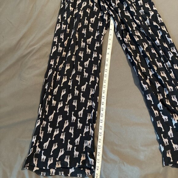 Aerie Black Wide Leg Pants Palazzo with Giraffe Print | Size Small - Picture 3 of 4